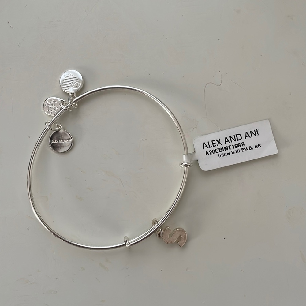 Alex and Ani bracelet with S initial